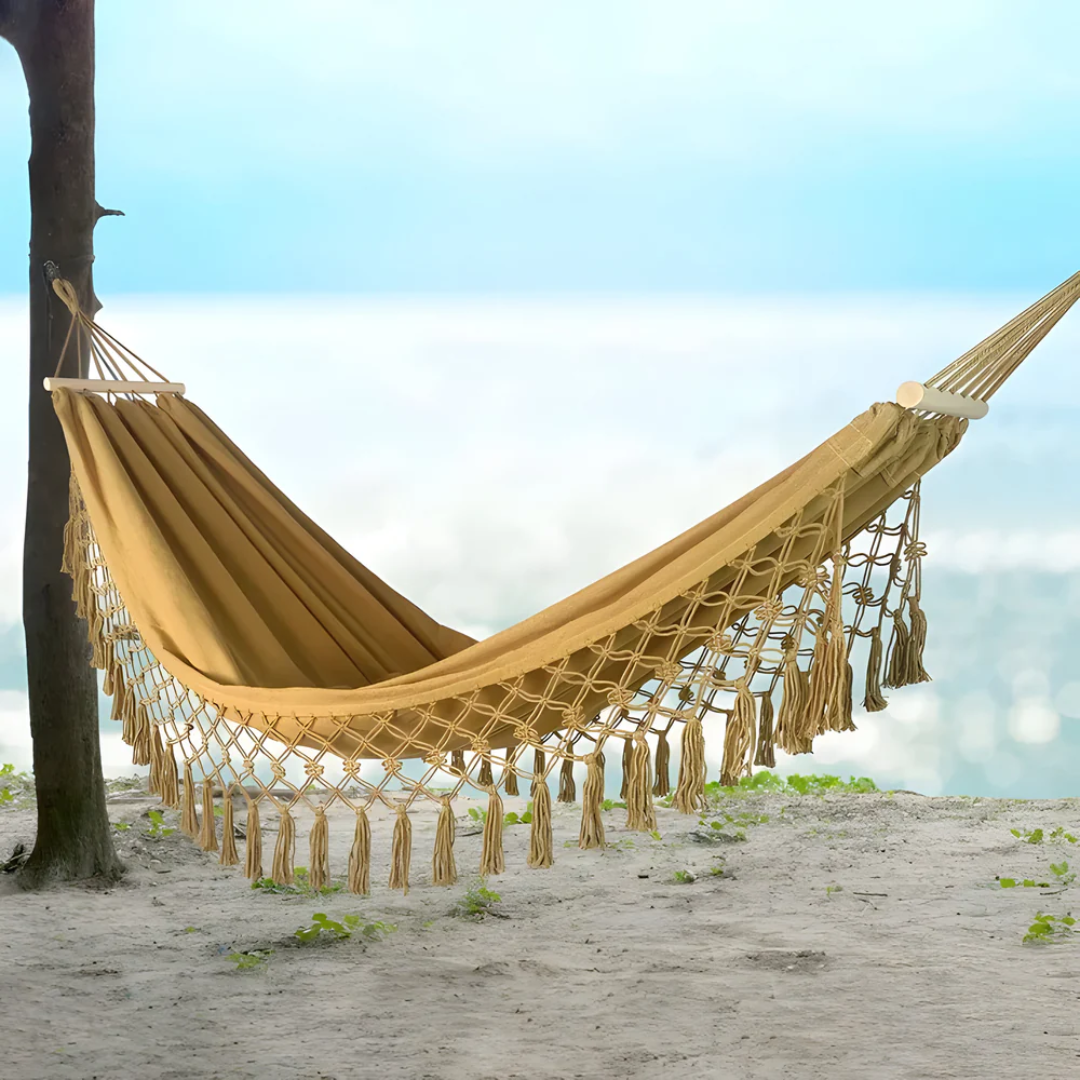Relaxa – Luxe Hangmat met Houten Stokken