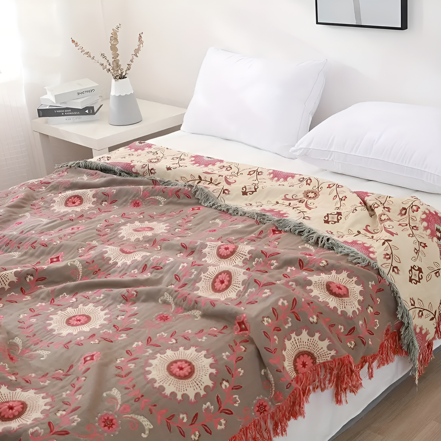Retro Mandala Keerbare Deken – 100% Katoen voor Bank en Bed | Oase Wonen