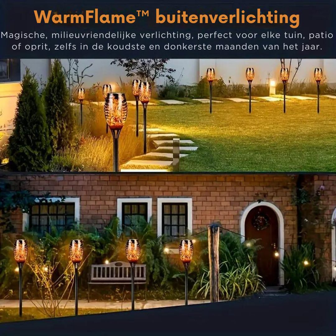 Solar LED buitenverlichting met flikkerende vlam, waterdicht, eenvoudig te installeren, oplaadbaar via zonne-energie, ideaal voor sfeervolle tuinen