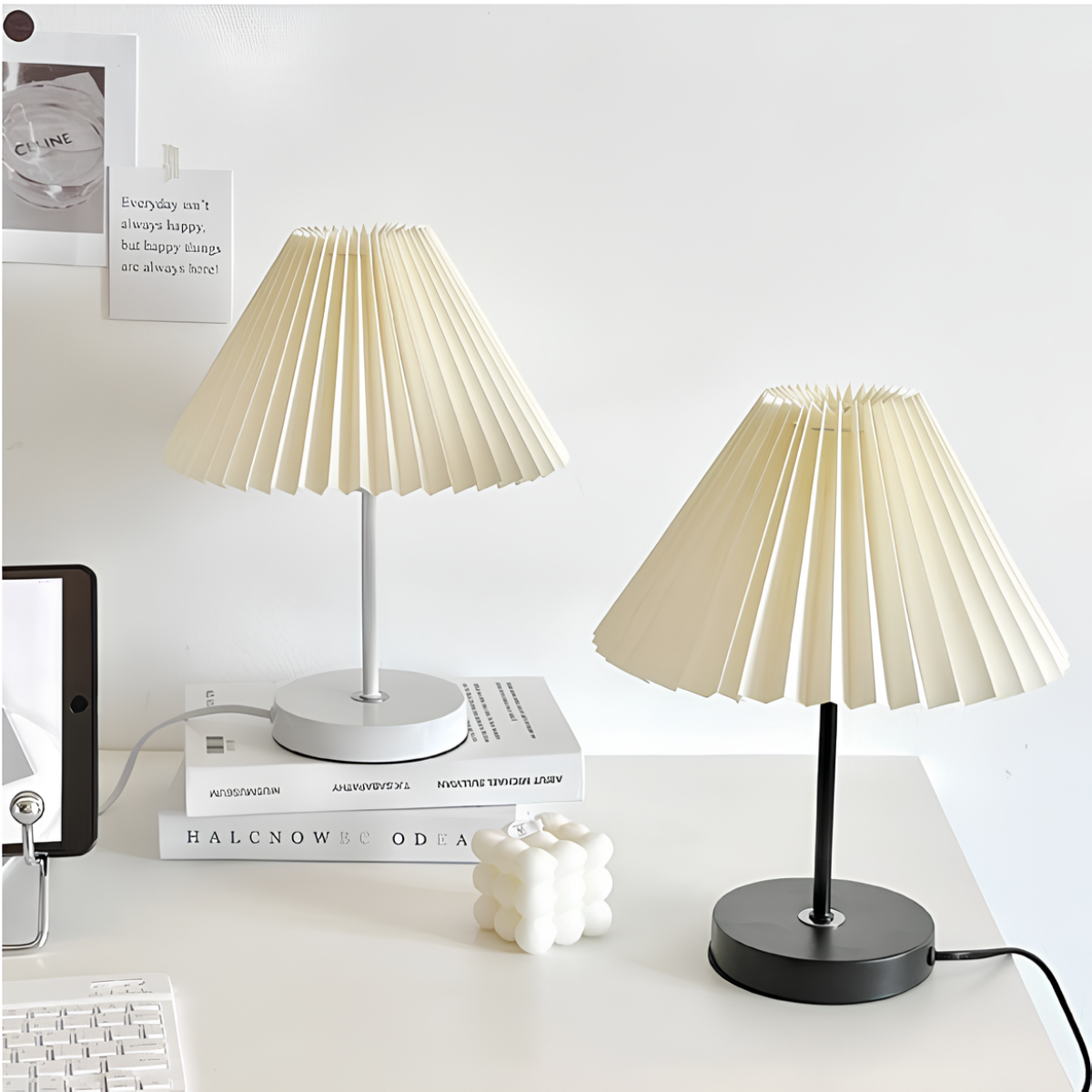 LumiÉl Tafellamp – Met geplooide stoffen kap