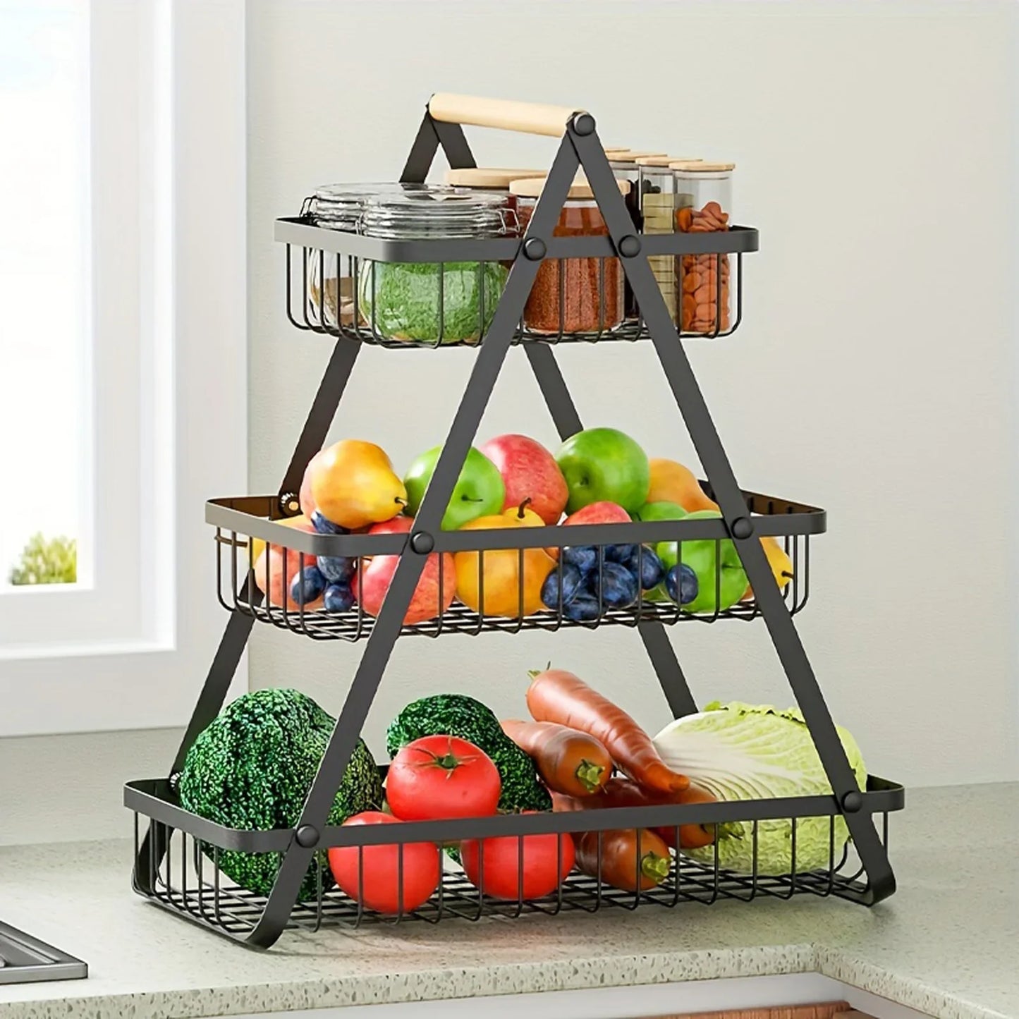 VertiFruit – 3-laags Fruitmand met Elegant Design
