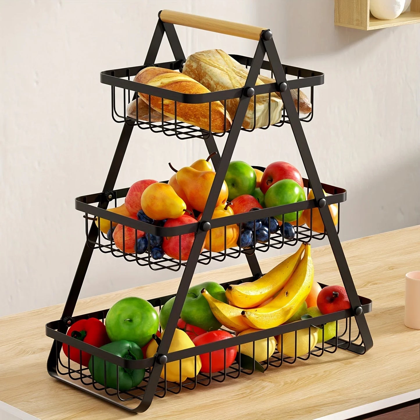 VertiFruit – 3-laags Fruitmand met Elegant Design