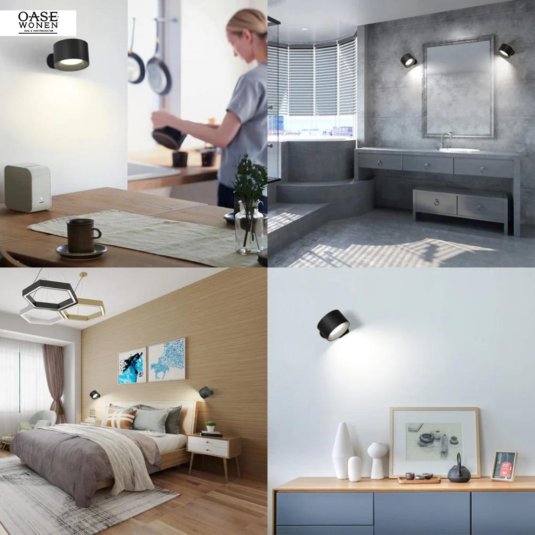 Draadloze 360° wandlamp, eenvoudig te bevestigen zonder boren, met instelbare lichtkleuren en touch- of afstandsbediening