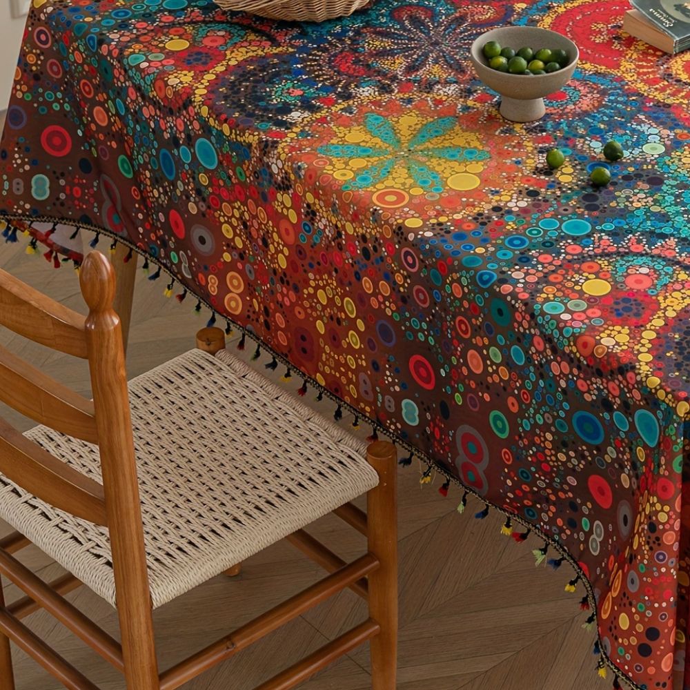 Bohemian Tassel Tafelkleed – Waterafstotend Microvezel | Oase Wonen