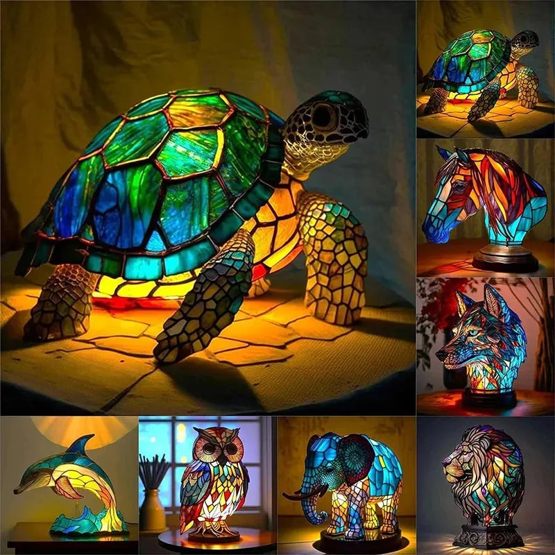 Kleurrijke dieren ornament lamp