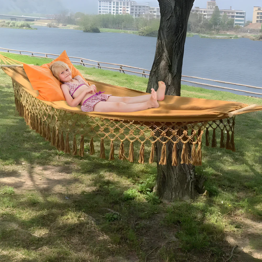 Relaxa – Luxe Hangmat met Houten Stokken