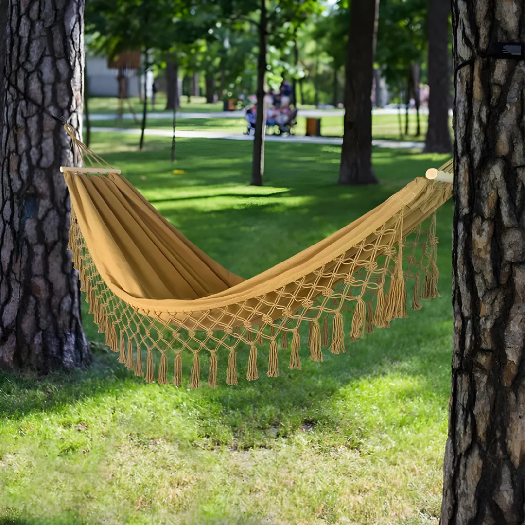 Relaxa – Luxe Hangmat met Houten Stokken