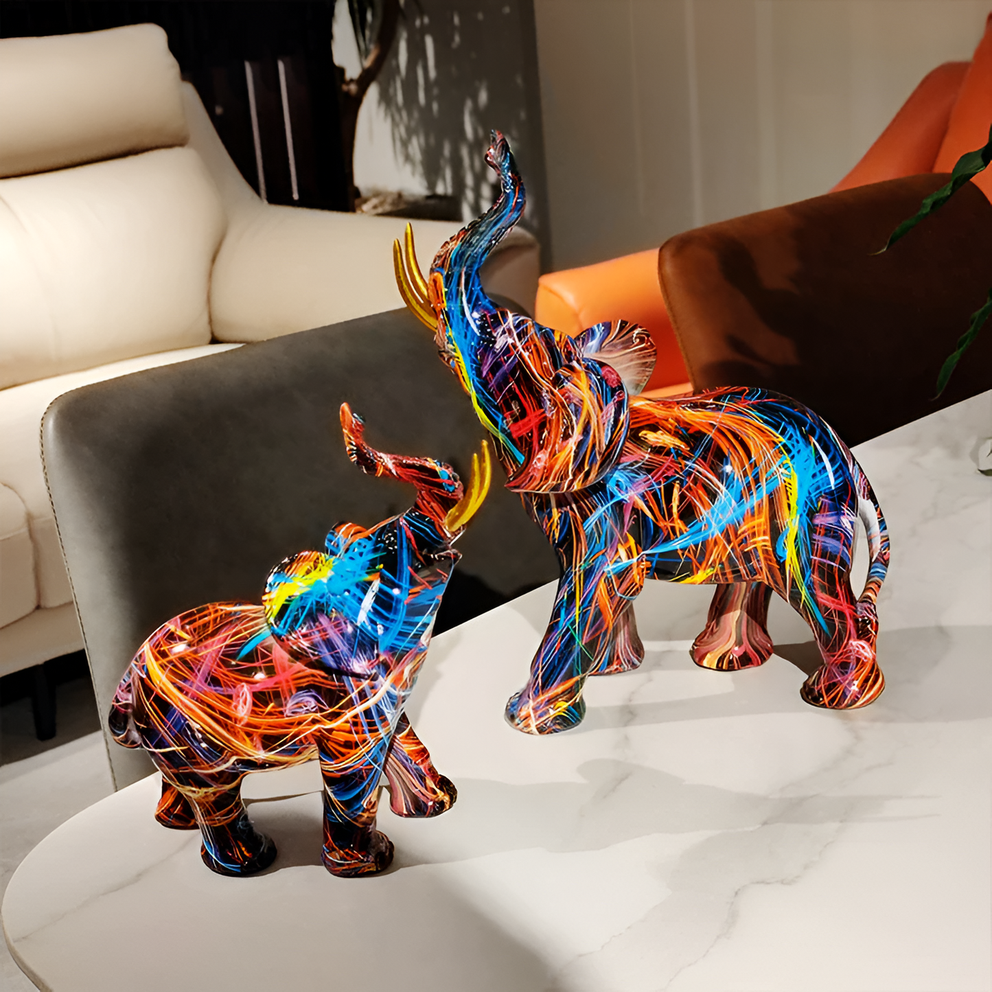 Kleurrijke Elefantensculptuur