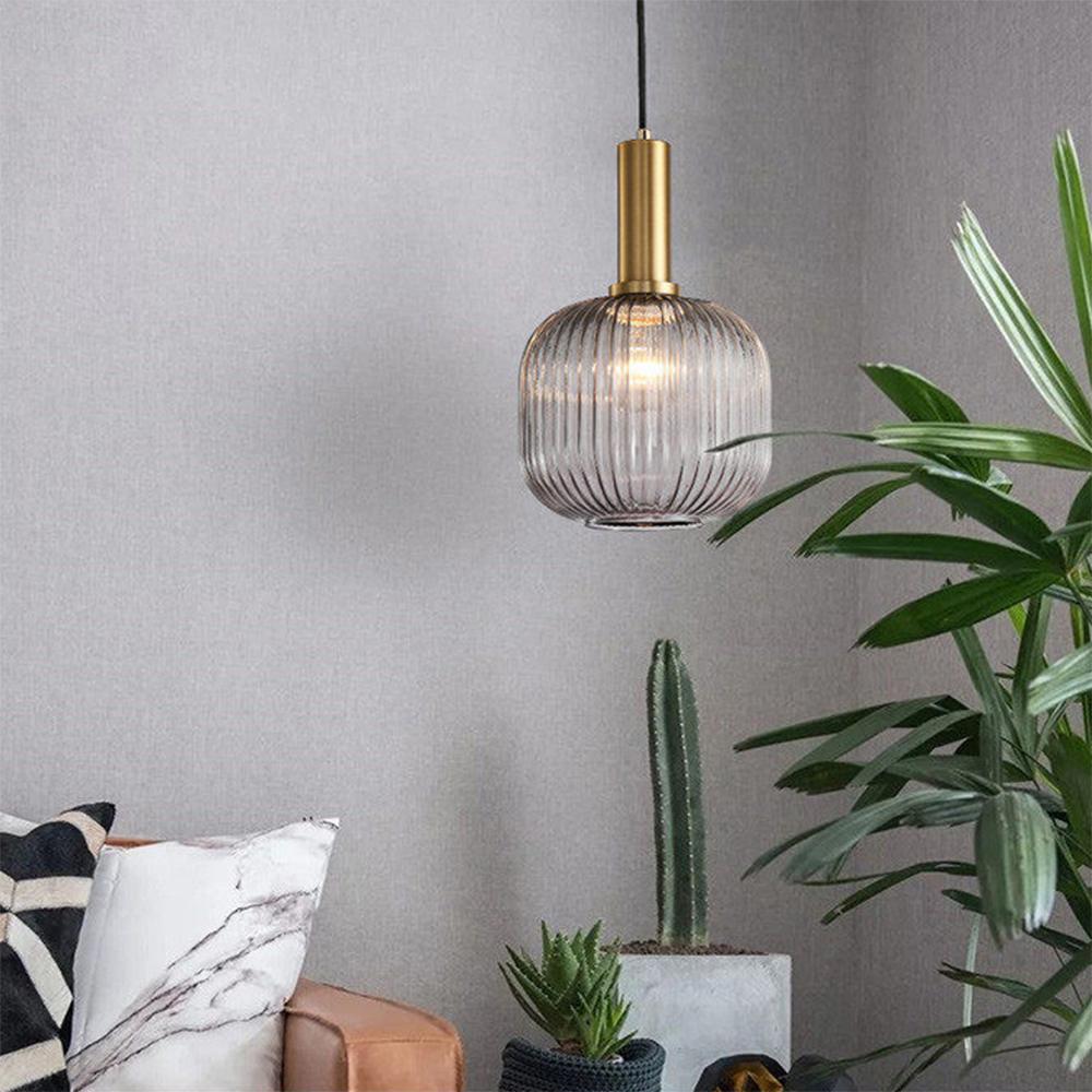 NordicGlow Hanglamp - Gecanneleerde glazen hanglamp