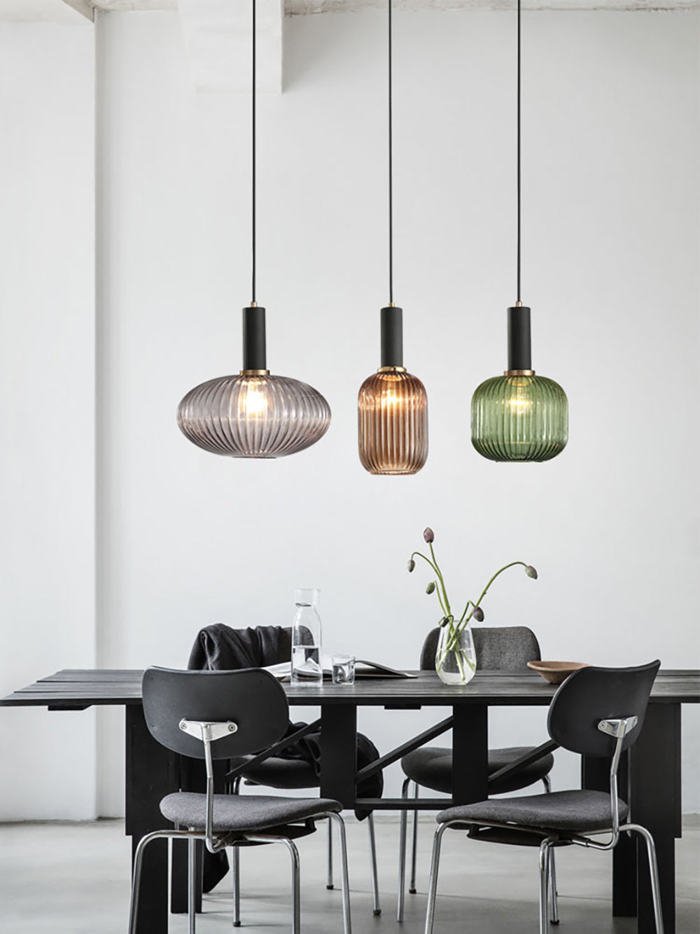NordicGlow Hanglamp - Gecanneleerde glazen hanglamp