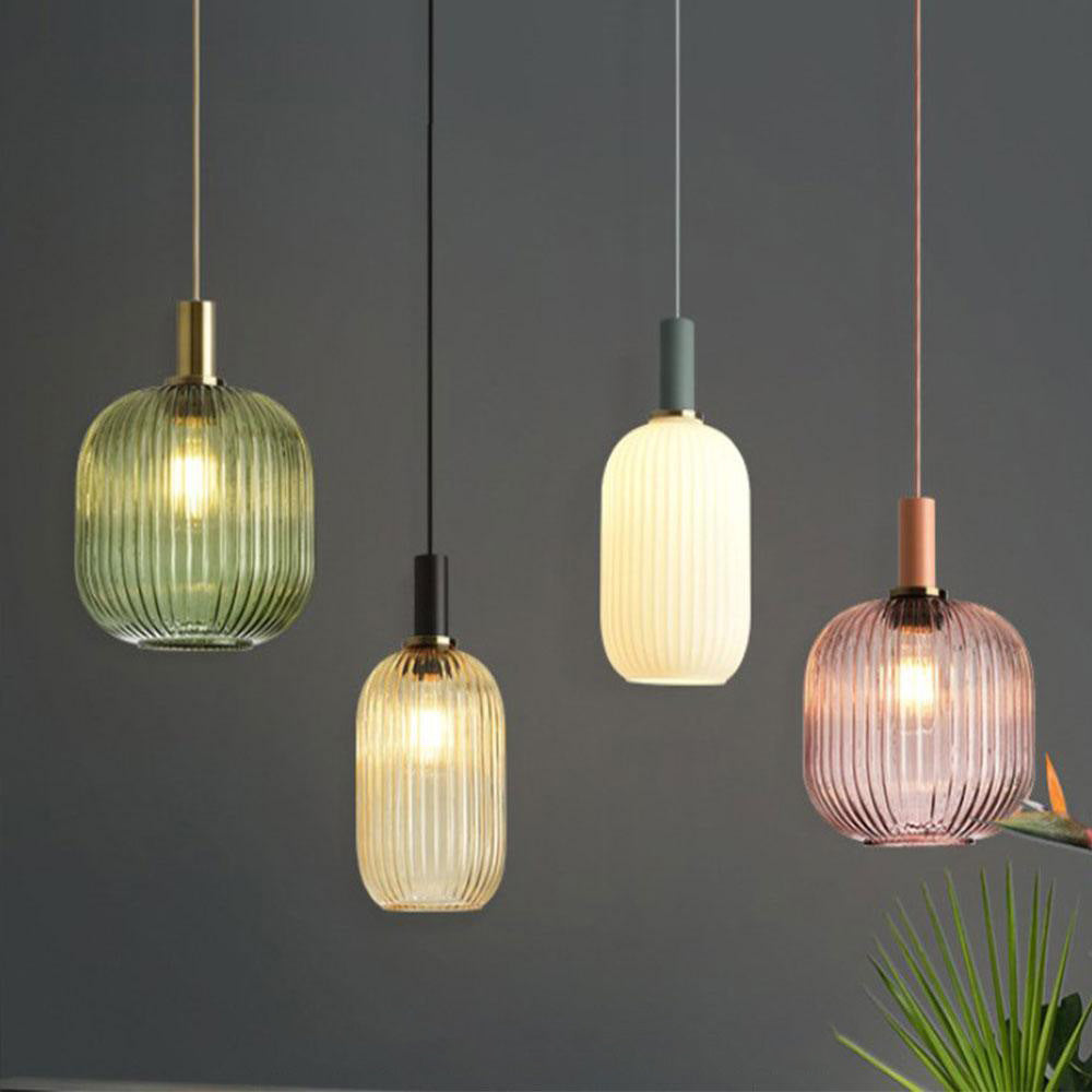 NordicGlow Hanglamp - Gecanneleerde glazen hanglamp