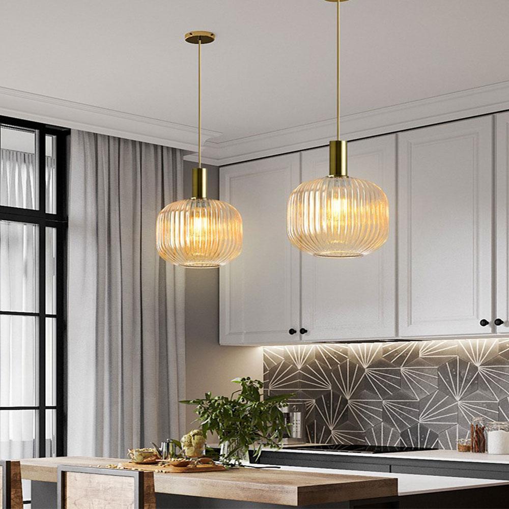 NordicGlow Hanglamp - Gecanneleerde glazen hanglamp
