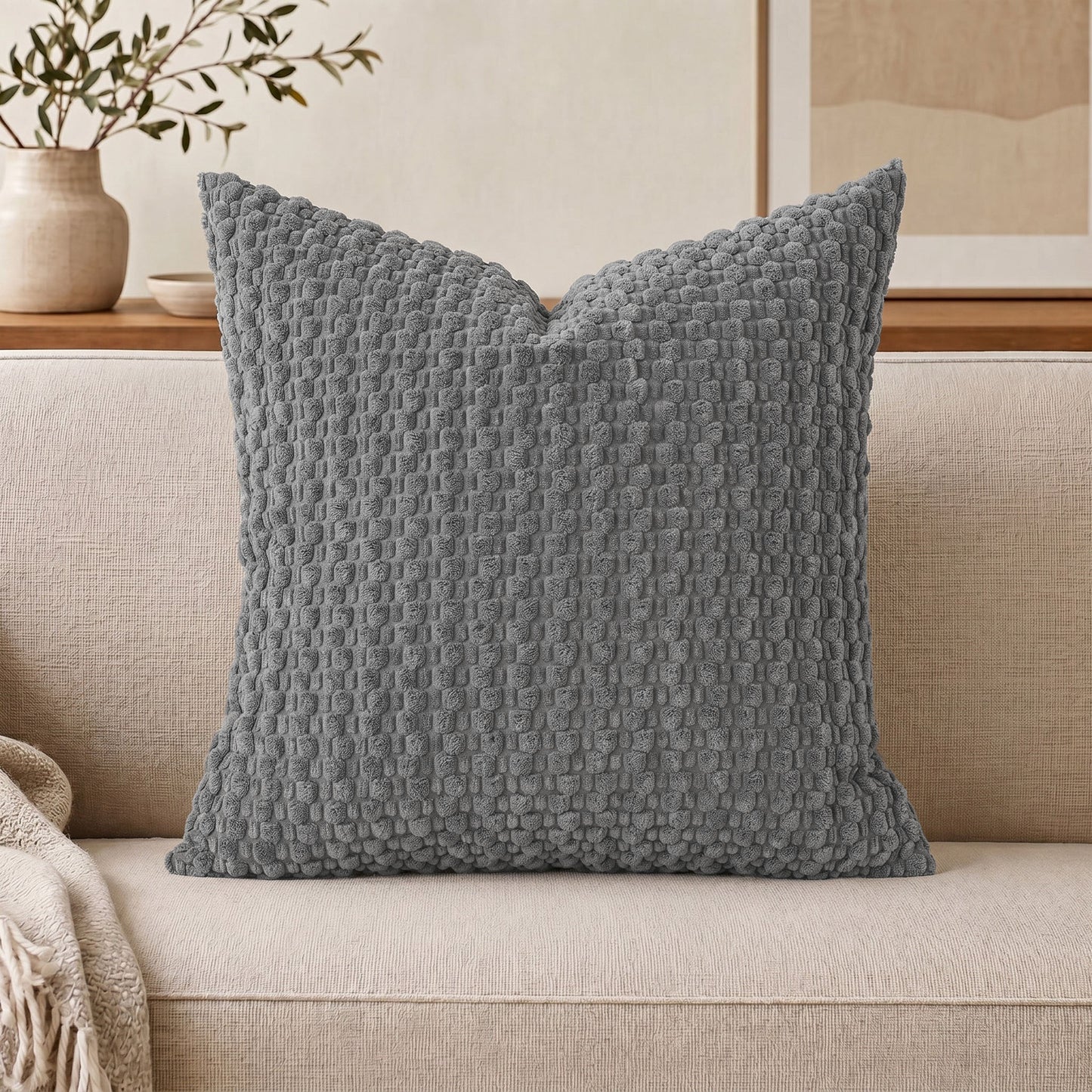 Boho Geometrische Sierkussenhoes – Geweven Wollen Cord voor de Bank | Oase Wonen