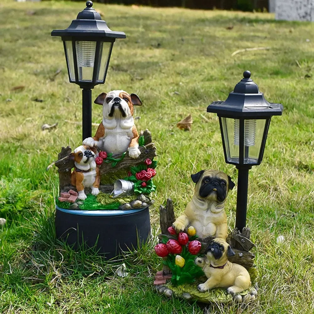 Zeshoekige Solar Tuinlamp – Decoratief Hars Beeldje met Licht