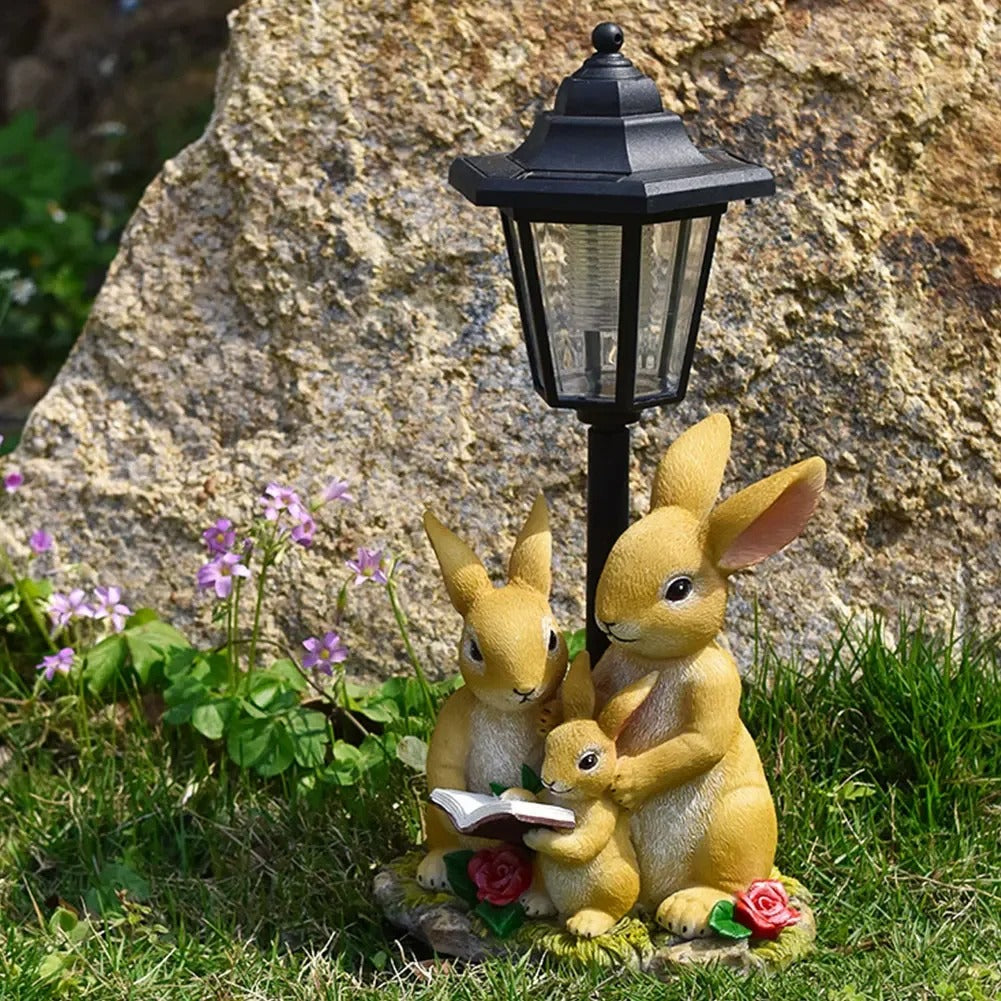 Zeshoekige Solar Tuinlamp – Decoratief Hars Beeldje met Licht