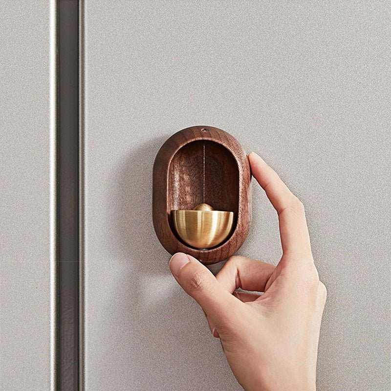 Rustieke Aura deurbel - Handgemaakt houten design met messing bel voor kalmerende klanken bij elke deuropening