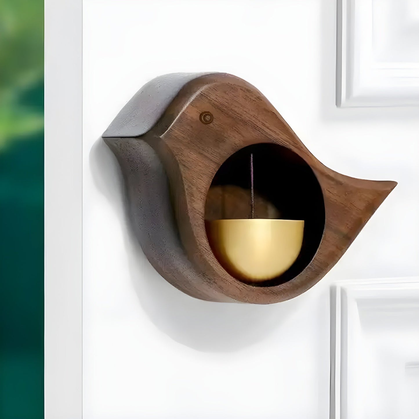 Rustieke Aura deurbel - Handgemaakt houten design met messing bel voor kalmerende klanken bij elke deuropening