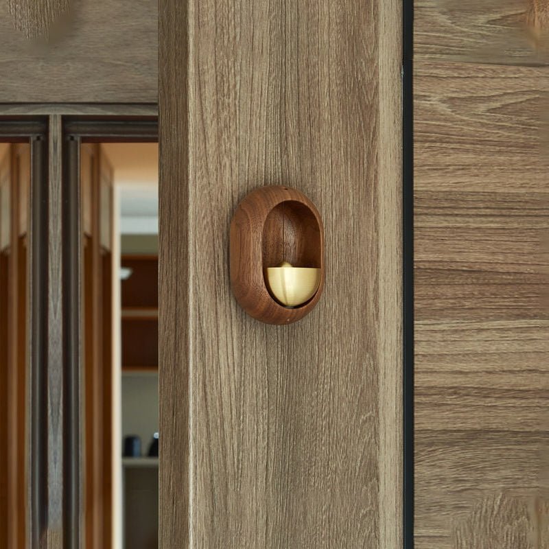 Rustieke Aura deurbel - Handgemaakt houten design met messing bel voor kalmerende klanken bij elke deuropening