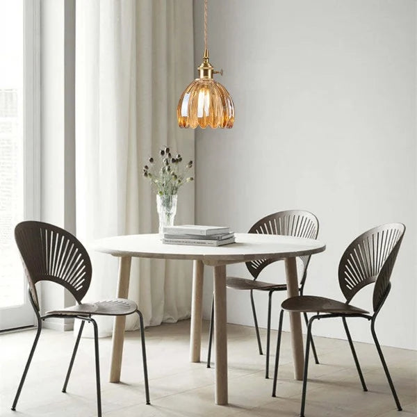 HanaGlow – Japanse Retro Glazen Hanglamp met Bloemendesign