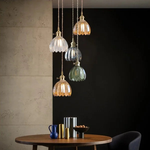 HanaGlow – Japanse Retro Glazen Hanglamp met Bloemendesign