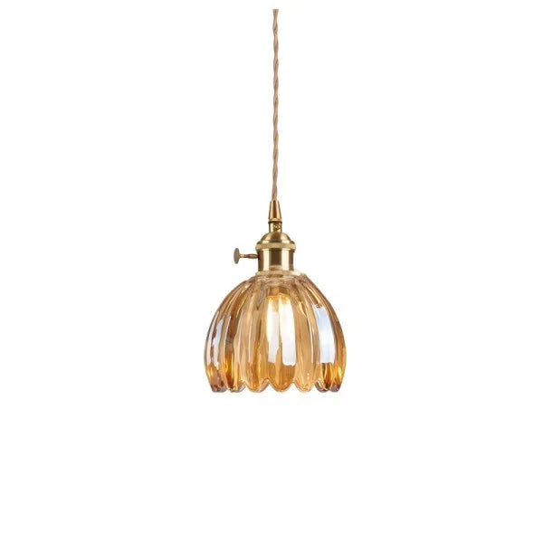 HanaGlow – Japanse Retro Glazen Hanglamp met Bloemendesign
