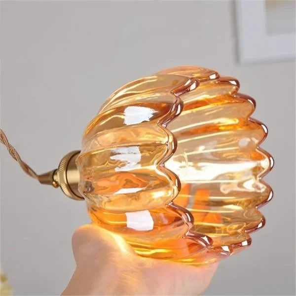 HanaGlow – Japanse Retro Glazen Hanglamp met Bloemendesign