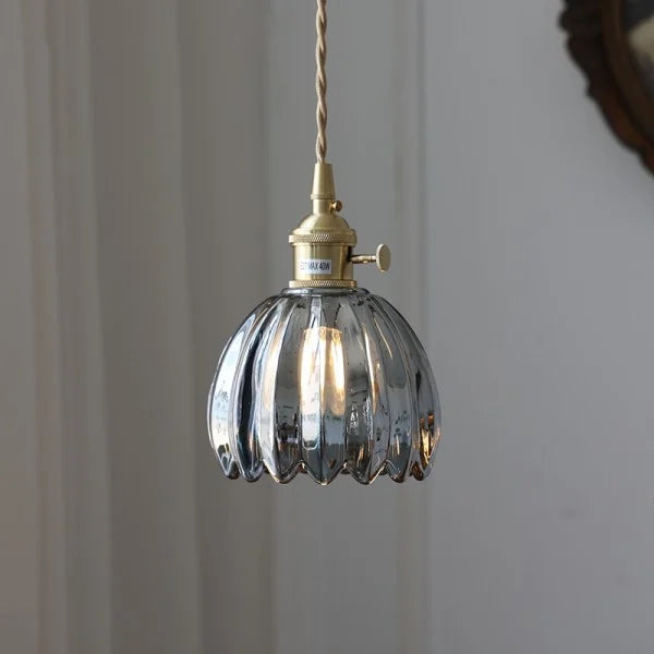 HanaGlow – Japanse Retro Glazen Hanglamp met Bloemendesign