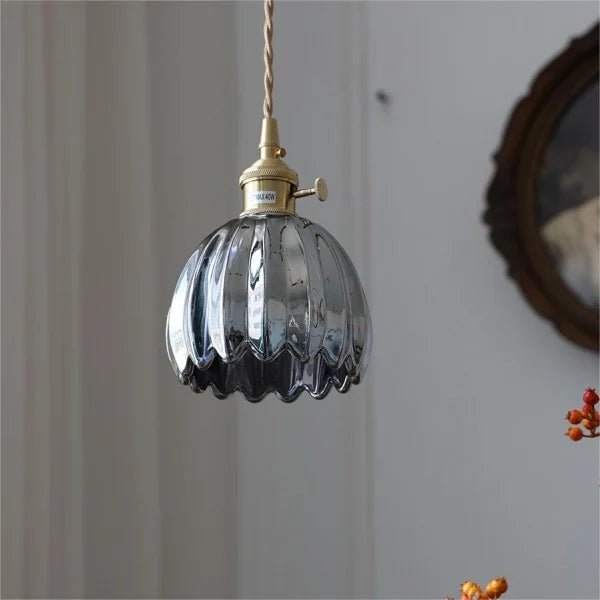 HanaGlow – Japanse Retro Glazen Hanglamp met Bloemendesign