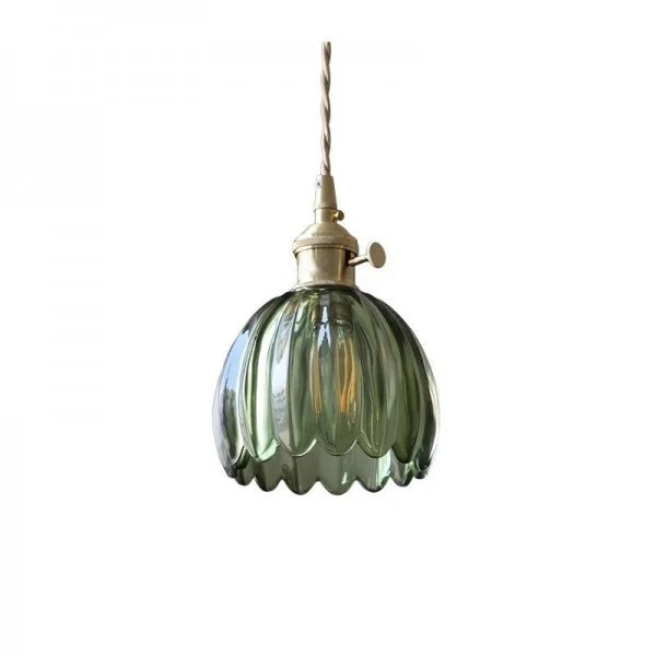 HanaGlow – Japanse Retro Glazen Hanglamp met Bloemendesign