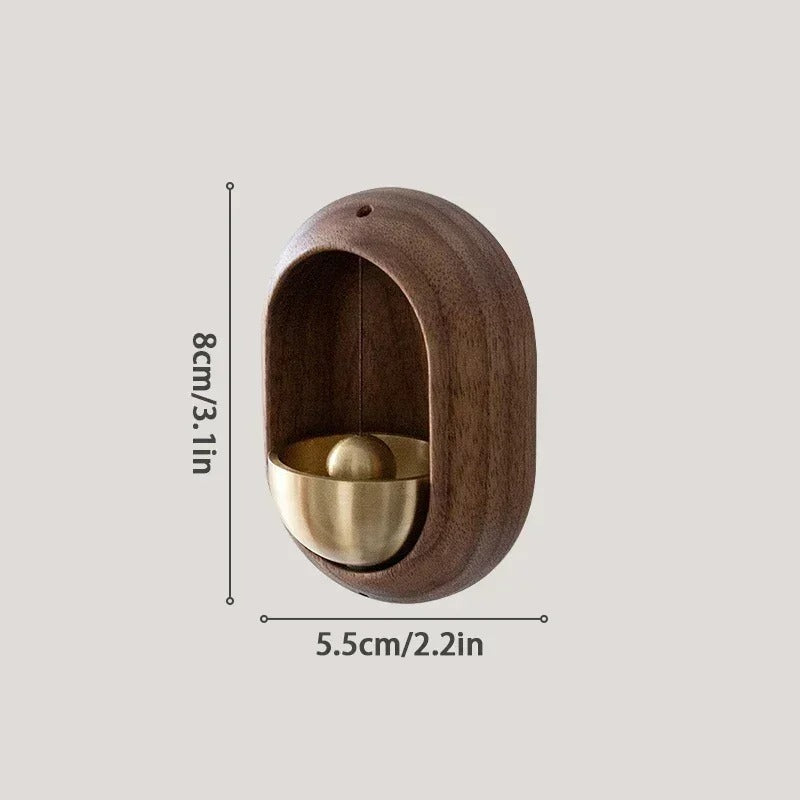 Rustieke Aura deurbel - Handgemaakt houten design met messing bel voor kalmerende klanken bij elke deuropening