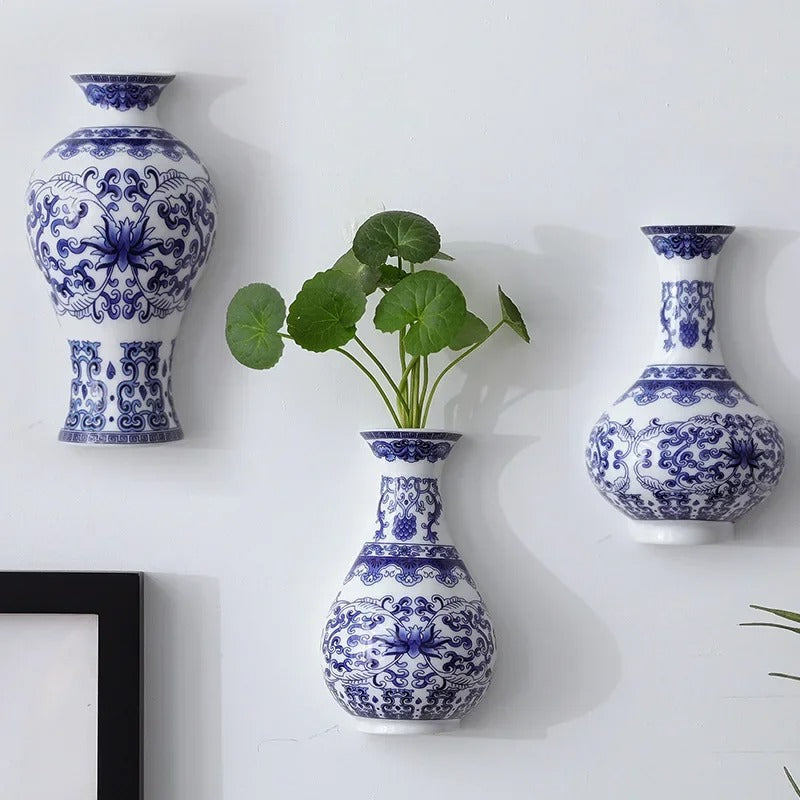 Keramische Wandvaas – Blauw-Wit Antiek Design voor Tijdloze Elegantie