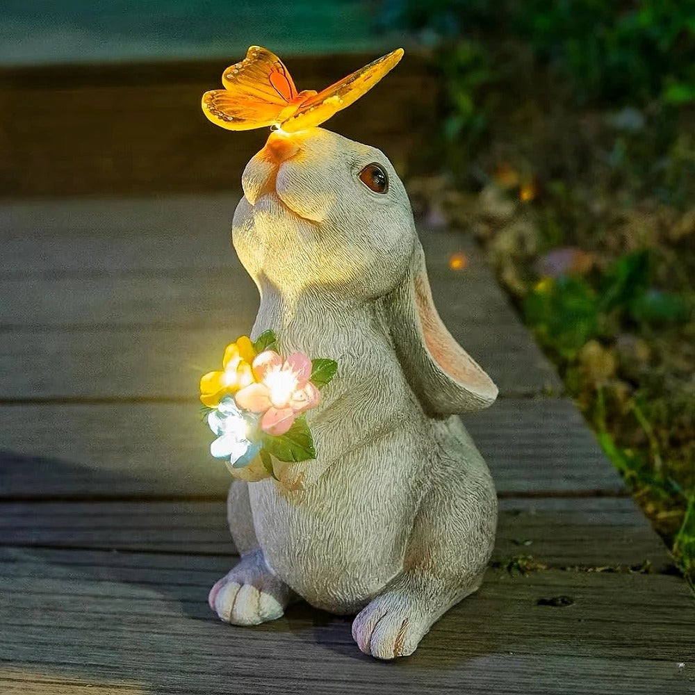 Solar Bunny – Tuindecoratie konijn met LED Solar vlinderlicht