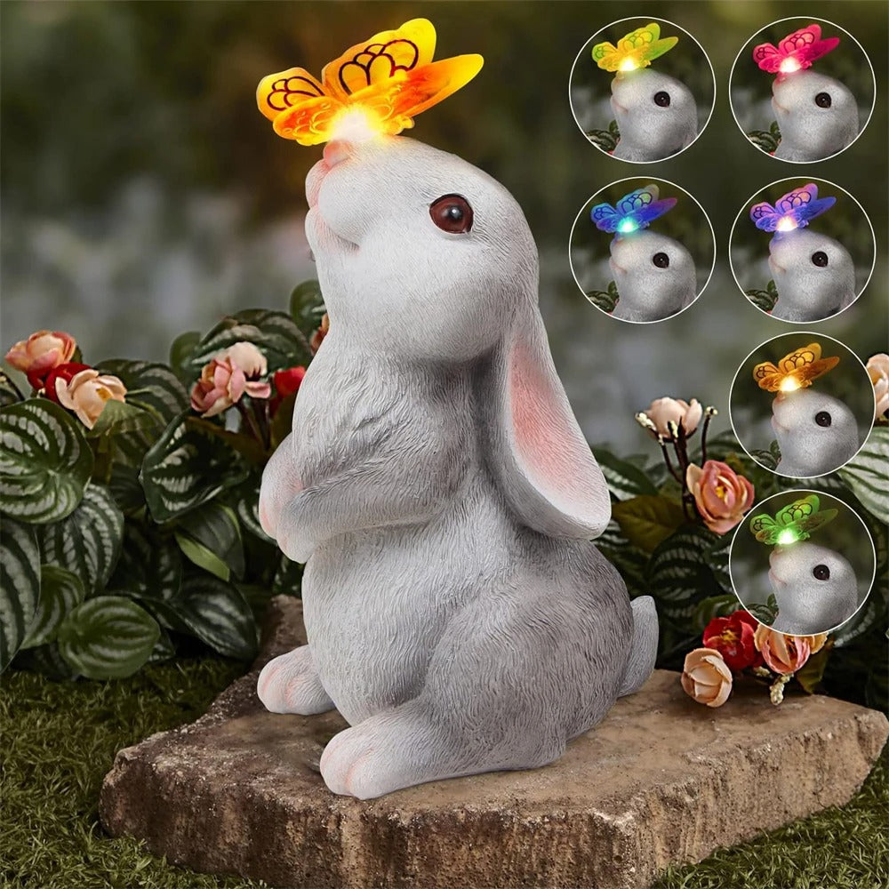 Solar Bunny – Tuindecoratie konijn met LED Solar vlinderlicht