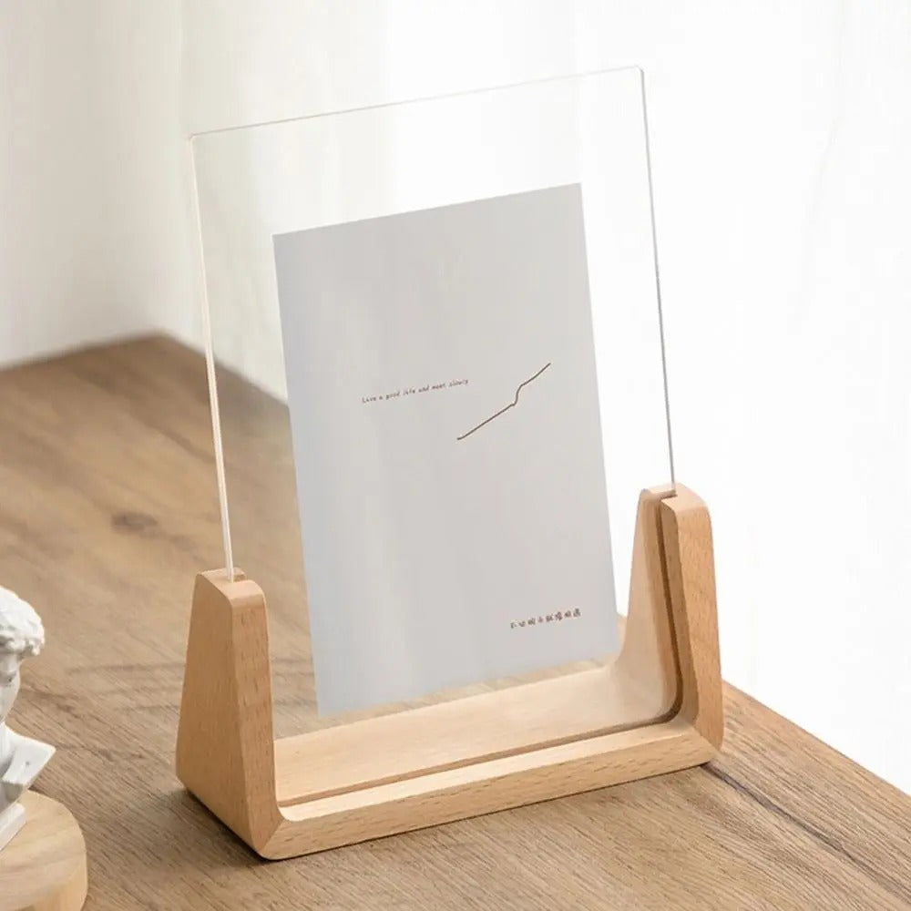 ClairFrame – Moderne Acryl Fotolijst met Houten Standaard