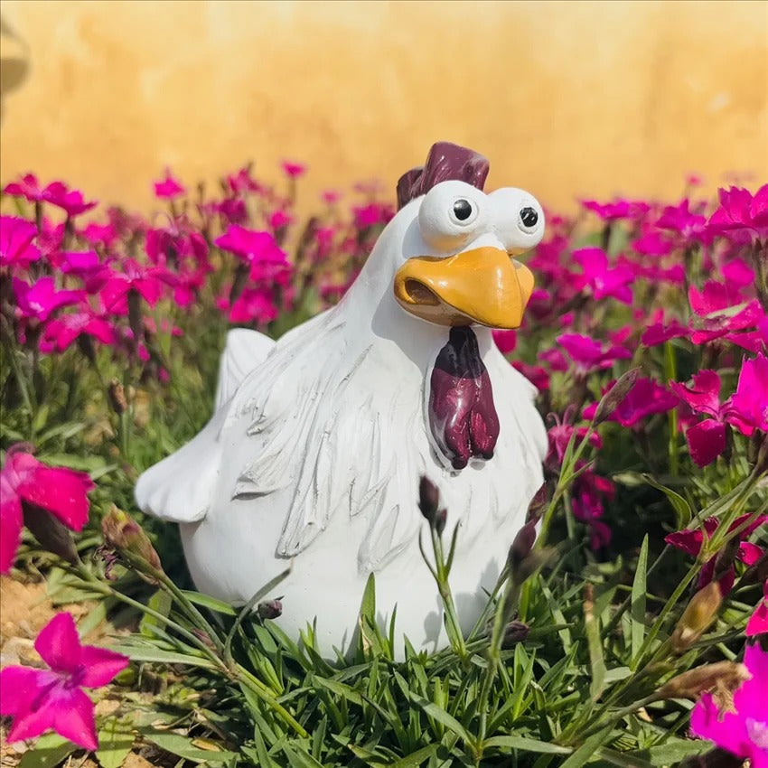 Vrolijke Vleugelvriend – Tuinbeeld Kip van Hars