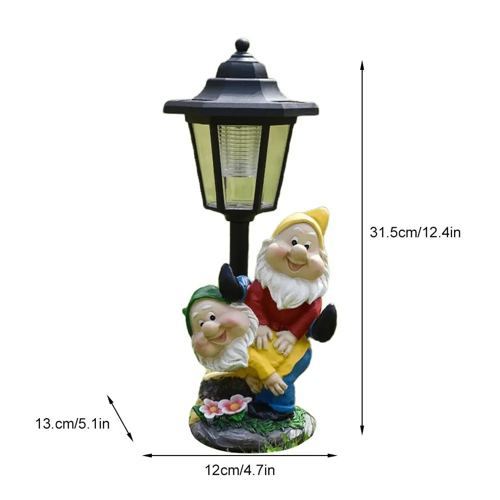 Zeshoekige Solar Tuinlamp – Decoratief Hars Beeldje met Licht