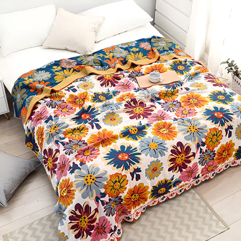 Rivelle Bloemen Katoenen Woonplaid | Oase Wonen