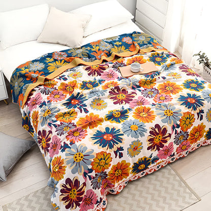 Rivelle Bloemen Katoenen Woonplaid | Oase Wonen