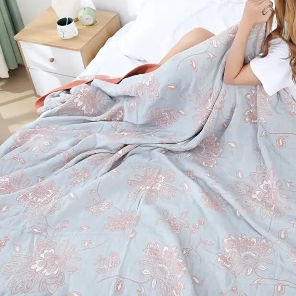 Lunéa Bloemen Katoenen Plaid | Oase Wonen
