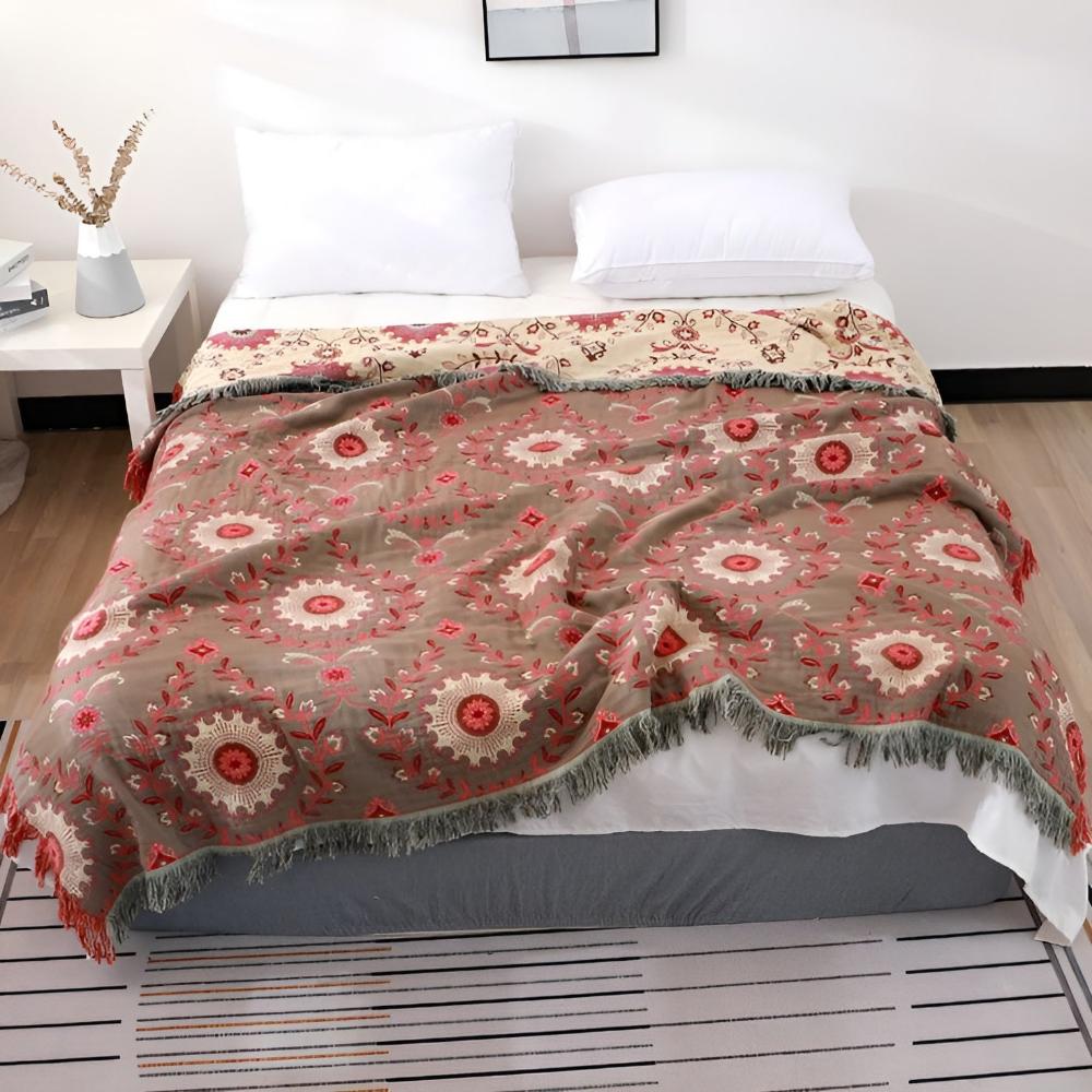 Retro Mandala Keerbare Deken – 100% Katoen voor Bank en Bed | Oase Wonen