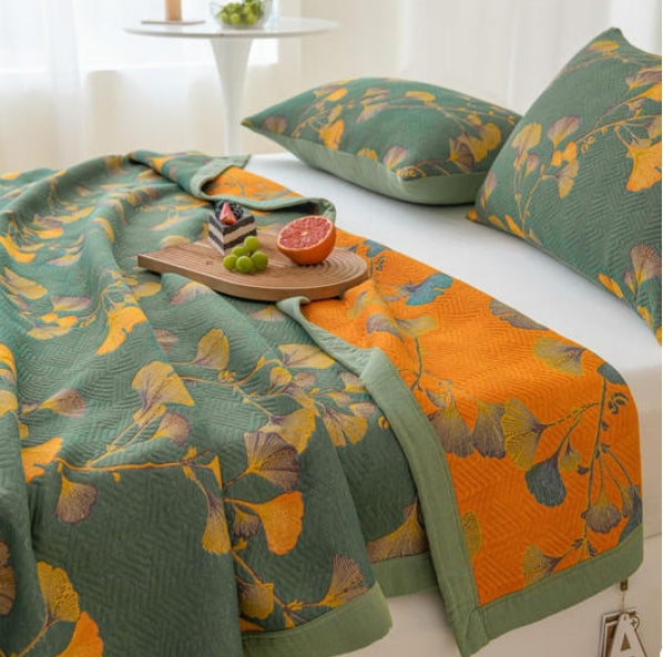 Virelia Botanische Jacquard Katoenen Keerbare Quilt | Oase Wonen