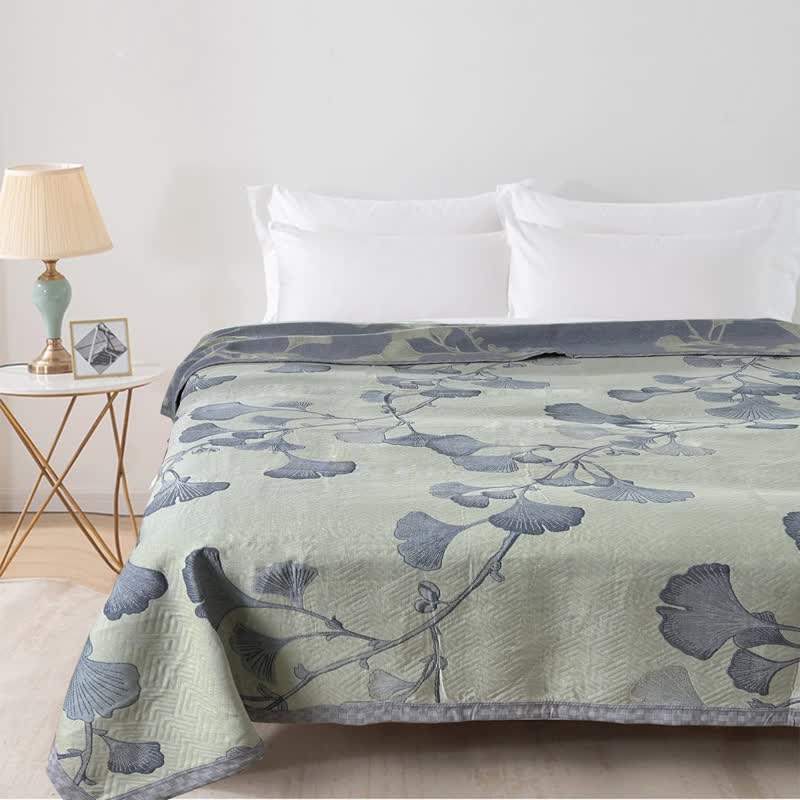 Serena Ginkgo Katoenen Mousseline Quilt | Oase Wonen