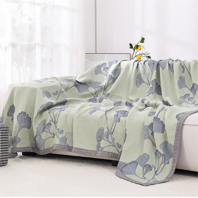 Serena Ginkgo Katoenen Mousseline Quilt | Oase Wonen