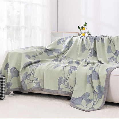 Serena Ginkgo Katoenen Mousseline Quilt | Oase Wonen