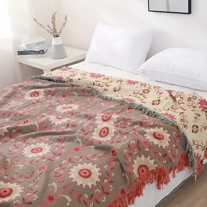 Retro Mandala Keerbare Deken – 100% Katoen voor Bank en Bed | Oase Wonen