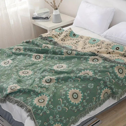 Retro Mandala Keerbare Deken – 100% Katoen voor Bank en Bed | Oase Wonen