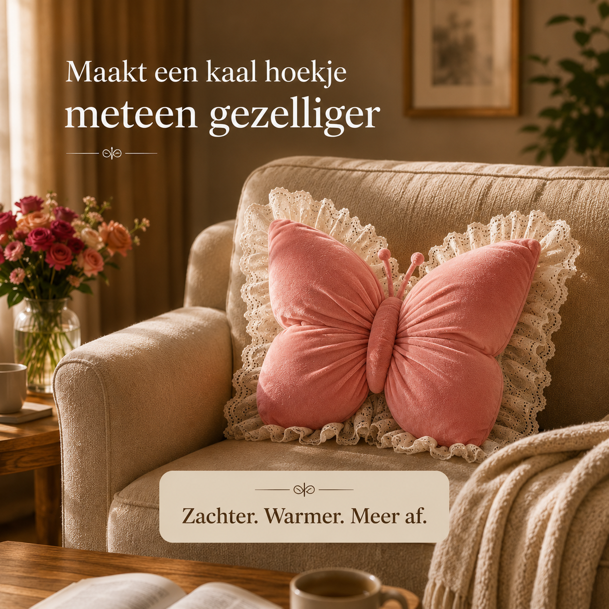 Amélie™ Handgemaakte Vlinder kussen - Van gewone plek naar favoriete plek