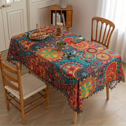 Bohemian Tassel Tafelkleed – Waterafstotend Microvezel | Oase Wonen