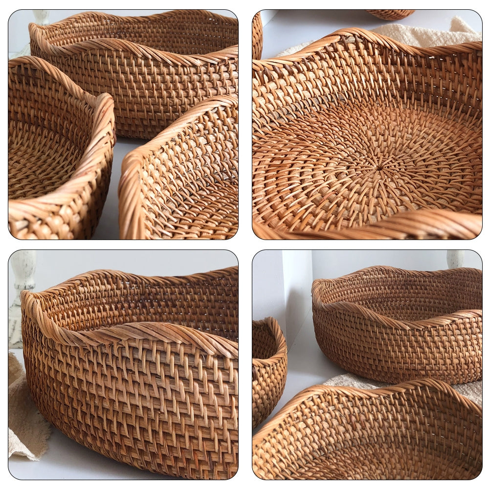 Handgevlochten Rotan Mand – Naturel Opbergmand voor Keuken en Tafel | Oase Wonen