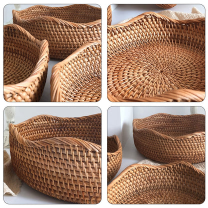 Handgevlochten Rotan Mand – Naturel Opbergmand voor Keuken en Tafel | Oase Wonen